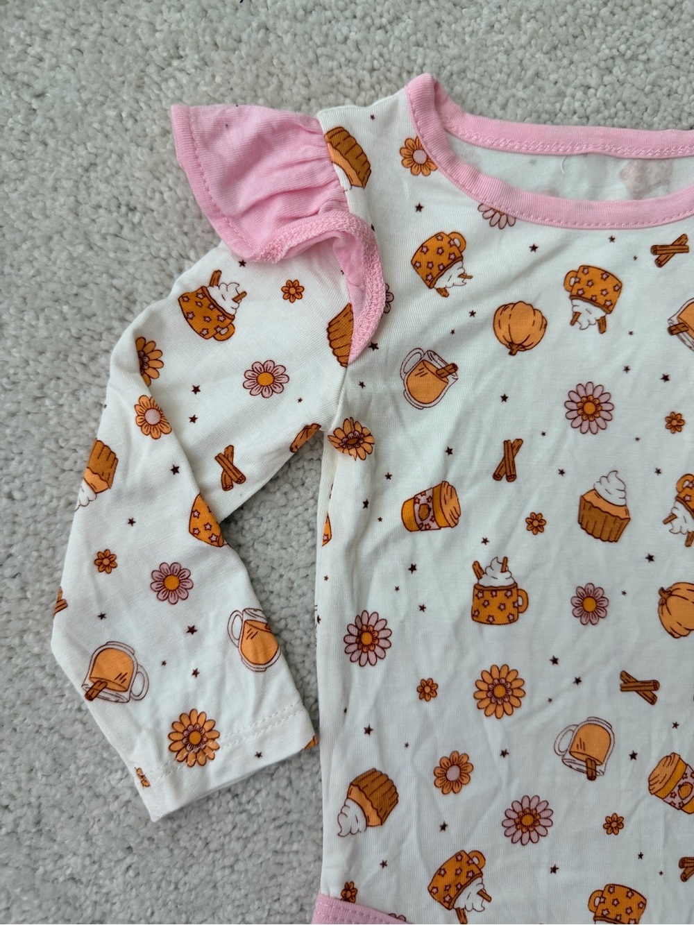 Milkberry Pink-Trim Pumpkin Print Baby Bodysuit & Pants Set - Picture 3 of 11